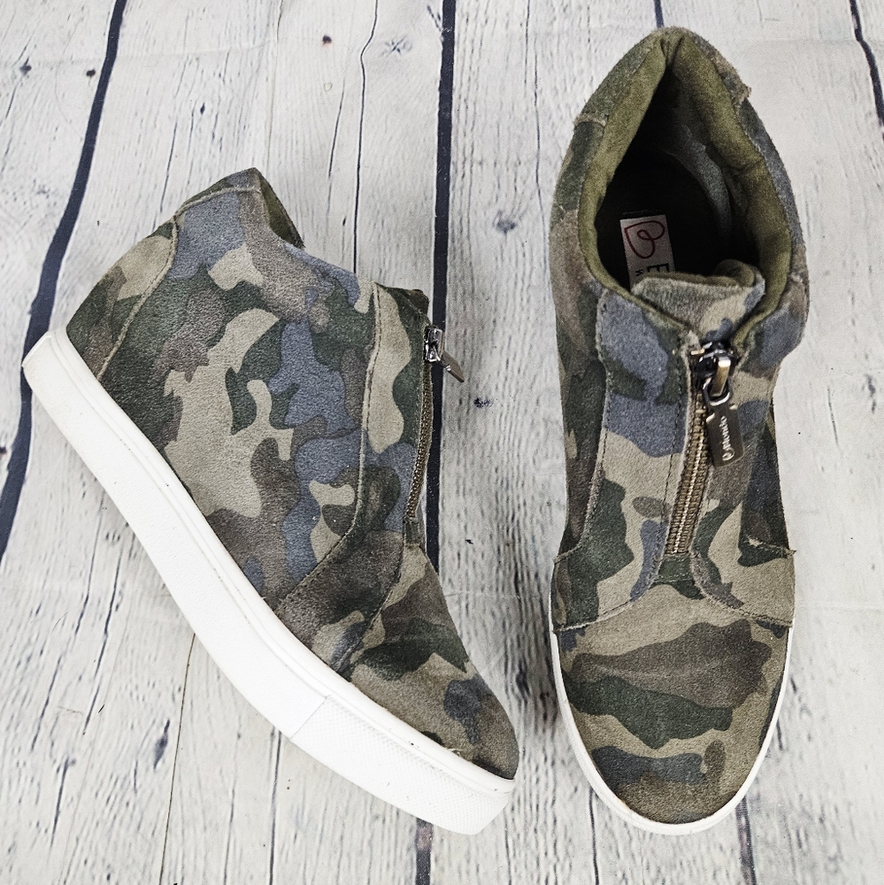 BLONDO | Glenda waterproof camo leather hidden wedge slipon sneakers shoes